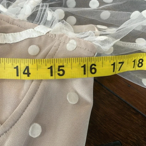 RNWY Runaway Bustier Corset Beige Polka Dot Tulle Sheer sleeves Womens size 6 - Picture 6 of 12
